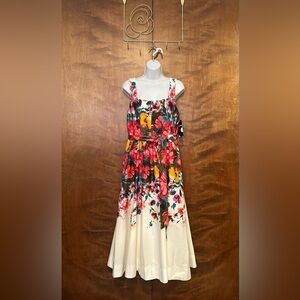 Maison Tara Sleeveless Fit & Flare Midi Dress Womens 10 Floral Print Wedding NWT